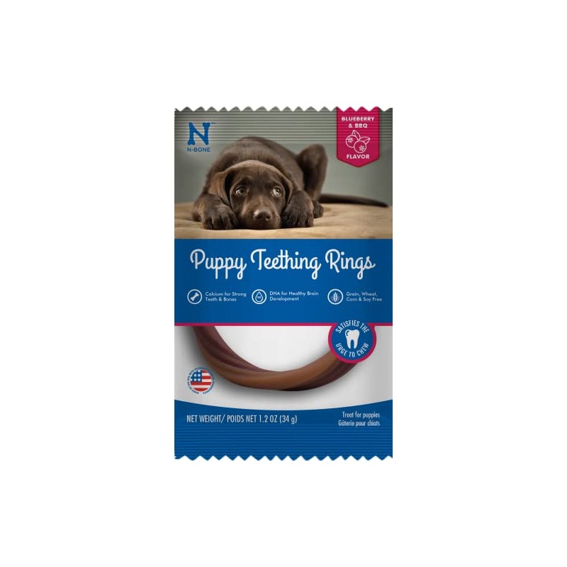 N-Bone Puppy Teething Rings Grain-Free Blueberry BBQ, 1 Count