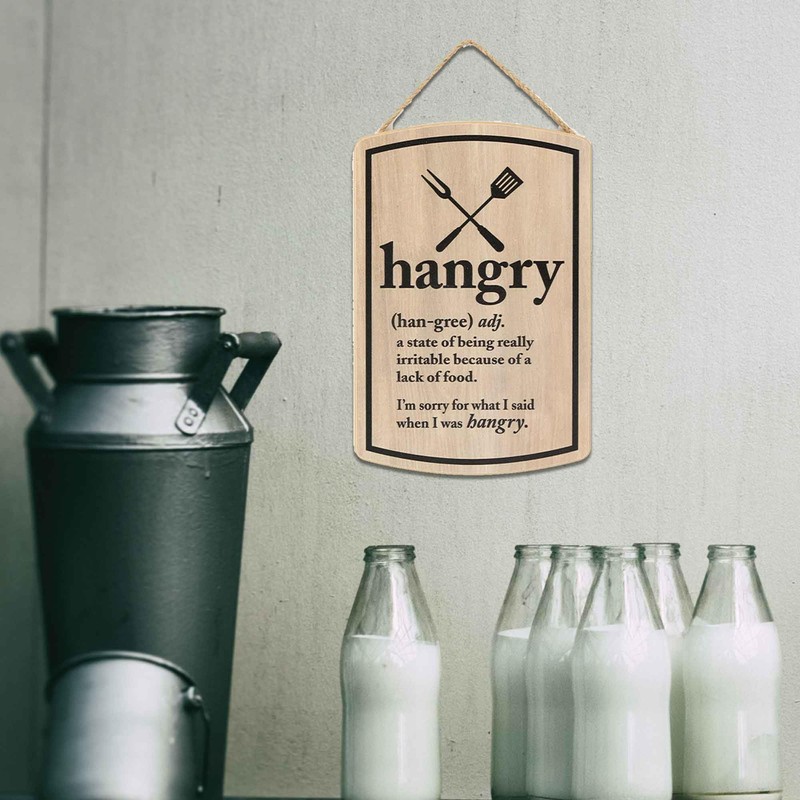 Hangry Definition Wood Wall Decor - Funny Hanging Sign for