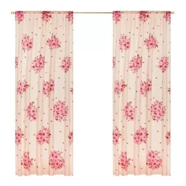 Elefantito Juego Cortinas Durazno 2 Paneles De 1.30 X 2.20  Beige Rosa