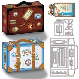 GLOBLELAND 3D Retro Suitcase Box Metal Cutting Dies Vintage Storage Box Metal Cutting Die 3D Suitcase Cutting Dies for DIY Scrapbooking Photo Album Decorative Embossing Paper Card
