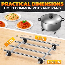 2 Pcs Metal Trivets for Hot Dishes – Stainless Steel Trivet Set | 7" x 7", Heat & Rust-Resistant | Rubber Anti-Slip Feet for Countertops & Easter Tables | Protects Surfaces from Hot Pots & Pans