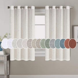 H.VERSAILTEX Decorative Linen Kitchen Curtains linen Curtains 63 inches Long Bedroom Window Treatments for Living Room Rich Linen Curtain Panels and Drapes, Nickel Grommet, Heathered Natural, 2 Panels