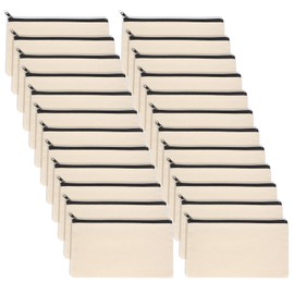 ZHENGYYUU DIY Blank Fabric Bag, Travel Toiletry Bag, Cosmetic Bags with Zip, Makeup Bag, Bridesmaids Gift Pencil Case, Small Pencil Case for Travel, beige, Minimalist