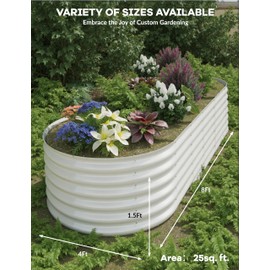 GarveeHome 8x4x1.5ft Raised Garden Bed,Galvanized Raised Planter Boxes Outdoor with Easy Assembly, Large Garden Bed for Vegetables, Fruits, Flower,Raised Garden Bed,Beige