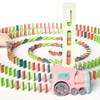 Domino Train Toys: Stacking Dominoes Games - Montessori Toy Interactive Fine Motor Activities Birthday Gift Stocking Stuffer:_pink