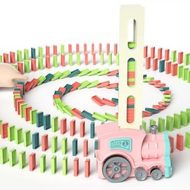 Domino Train Toys: Stacking Dominoes Games - Montessori Toy Interactive Fine Motor Activities Birthday Gift Stocking Stuffer:_pink