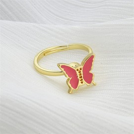 Fidget Spinner Rings for Women Daisy Butterfly Adjustable Fidget Anxiety Ring Rotatable Calming Worry Meditation Ring Anxiety Stress Relief Ring-Pink Butterfly