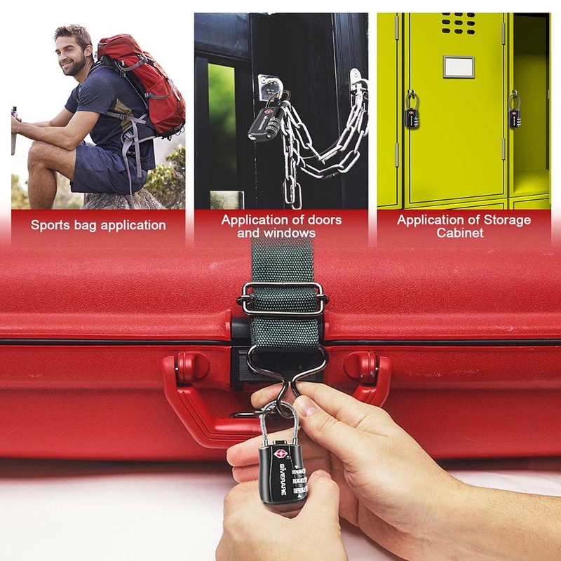 GIVERARE TSA Approved Luggage Locks, Combination Travel Cable Lock, Re-settable