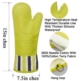 RED LMLDETA Heat Resistant 550 Degree Oven mitt, Silicone Oven Hot Mitts - 1 Pair, Extra Long Professional Baking Oven Gloves - Food Safe,Pot Holders Cooking,Grilling,Kitchen (Vanilla)