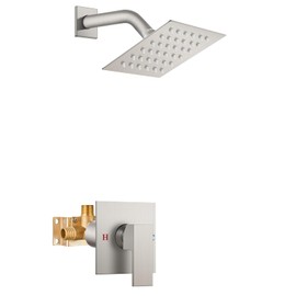 Airuida Shower Faucet Set Bathroom Rain Shower System SUS304 Stainless Steel Single Handle With Male Threads Rough-in Valve Shower Trim Kit 4 Inch Wall Mount Shower Head Brushed Nickel