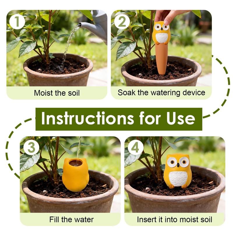 MCleanPin 4 Pack Plant Watering Spikes and Globes Handmade Terracotta