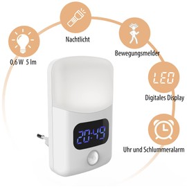Northpoint LED Nachtlicht mit integriertem Wecker und Bewegungsmelder
