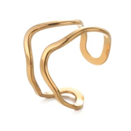 Positiva Jewelry Women's 18k Gold Plated Open Ring - Adjustable Stainless Steel Ring - Waterproof & Tarnish Resistant - Minimalist Stacking Ring - Gift for Women, Stainless Steel Gold, No Gemstone