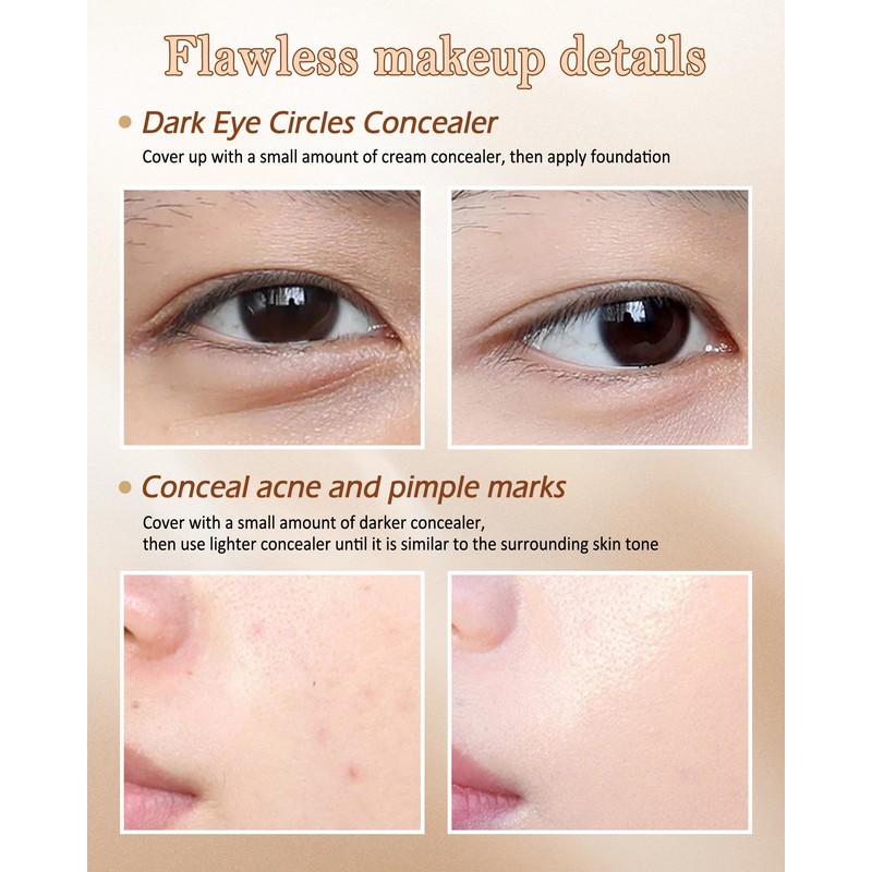Cream Full Cover Concealer Palette, 3 in 1 Concealer Cream