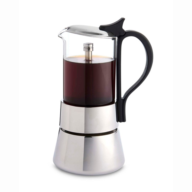 Fino Glass Top Espresso Coffee Maker, Brews up to 4