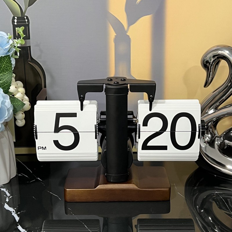 Digital Flip Dоwn Clock Retro Wooden Mechanical Flip Clock Desktop