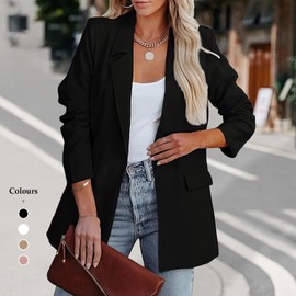 DayaEmmoTQ Women's Blazer Jacket - Long Sleeve Loose Fit Casual Lapel Collar Blazer Business Jacket for Office, pink