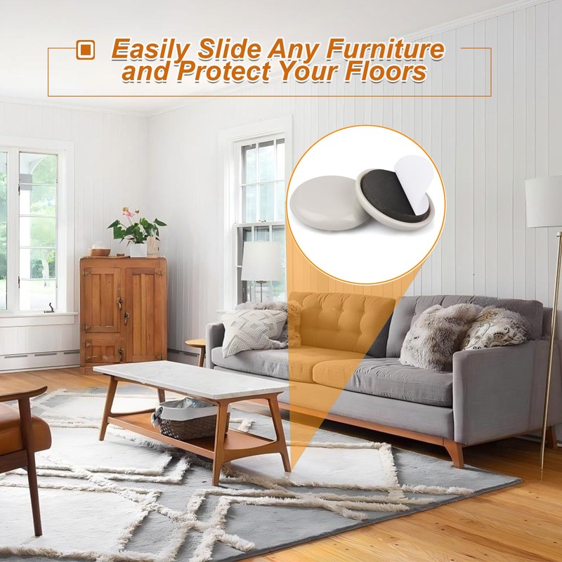 Upgraded Furniture Sliders for Carpet 1-1/4" 24 PCS