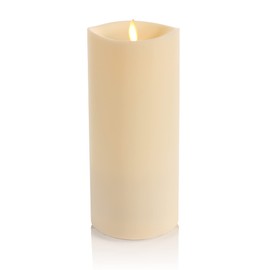 Luminara Outdoor Flameless LED Ivory Candle Melted Edge 3.75" x 9" Real Moving Flame Battery Operated Timer Plastic Weather-Resistant