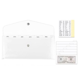 Cash Envelope Wallet, Clear Budget Wallet 6pcs Money Divider with Pockets and 2pcs Label Stickers, Clear Cash Envelope Bag, Model