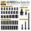 BOEN 1/2" Drive Impact Socket Set, 45 Piece Deep &