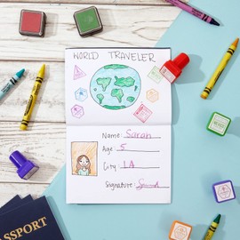 Juvale Juvale 24-Pack Blank Passport Notebooks for Kids, 4.1 x 5.6 Inches, Pretend Passport Books for Kids Travel Play and Classroom Activities, Blue