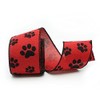 Red and Black Paw Print Wired Edge Ribbon, Burlap Dog