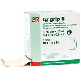 tg grip II Elasticated Tubular Compression Bandage, Seamless Tube Stockinette Wrap for Retention, Lymphedema, & Swelling, Natural, Size E