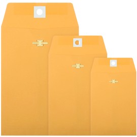 Zonon 100 Pieces 3 Sizes Clasp Envelopes Kraft Paper Catalog Clasp Envelope with Closure for Filing, Storing, Privacy Ensuring or Mailing Documents (9'' x 12'', 6'' x 9'', 5 ''x 7'')