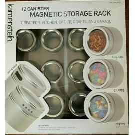 Kamenstein 12 Canister Magnetic Storage Rack Wall Mountable