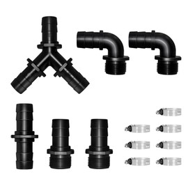 Longrun PVC Pipe Connector (Male 1.2" NPT x 1" Barb) Water Tubing Hose Adapter for Waterfall Fountain-13 Pieces Set