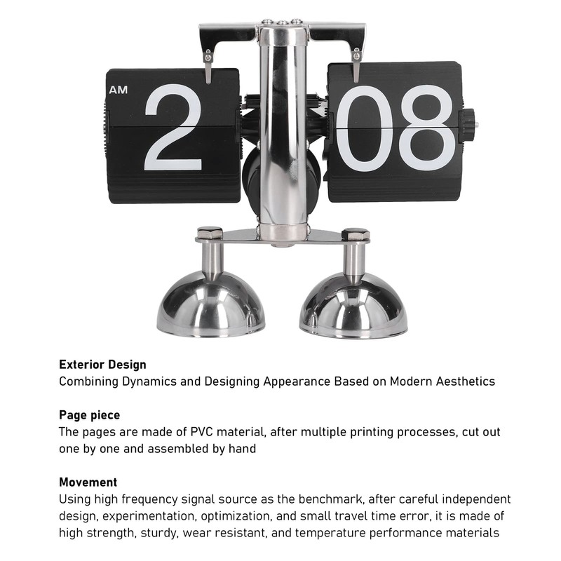HERCHR Flip Desk Clock, Mechanical Retro Flip Down Clock Automatic
