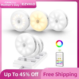 EZVALO Under Cabinet Lighting with Charging Station,1000mAh Rechargeable Lock Lights with Remote, 3 Color Temps & RGB Closet Lights, Dimmable Motion Sensor Lights for Shelf, Kitchen - size: 3packs with Station