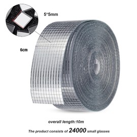 SATINIOR 24000 Pcs Disco Ball Mirror Tiles Self Adhesive for Crafts 5 x 5 mm Small Disco Tape Ball Stickers Square Mosaic Tiles Mirror Pieces for DIY Craft Party Decor