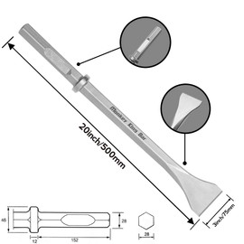 Monkey King Bar - 20" Long Hex Chisel Bit, 1-1/8-Inch Scaling Demolition Hammer Steel for Round and Spline Hammers