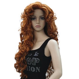 Lydell Women Long Curly wig Hairstyles Hair Synthetic Full Wigs (130A Copper Red)