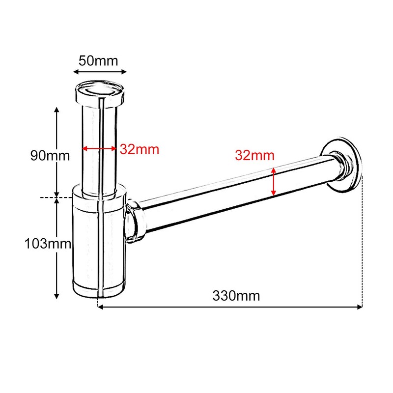 EXLECO Chrome Bottle Trap 1 1/4" Stainless Steel Siphon Bathroom