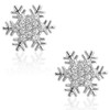 Snowflake Earrings - Christmas Flower Shaped Crystal Stud Pierced Earrings