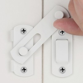 Wocoe 5 Packs Barn Door Latches，2.75"x 2.02"Matte White Stainless Steel Flip Latch for Gate & Bi-fold Doors，Secure Sliding Door Lock，Versatile Use for Wine Cabinets,Closets,and More，Sleek White Finish