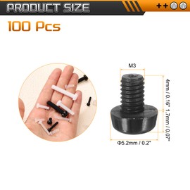 uxcell 100Pcs M3x4mm Threaded Nylon Phillips Cross Pan Head Machine Screws Bolts Black