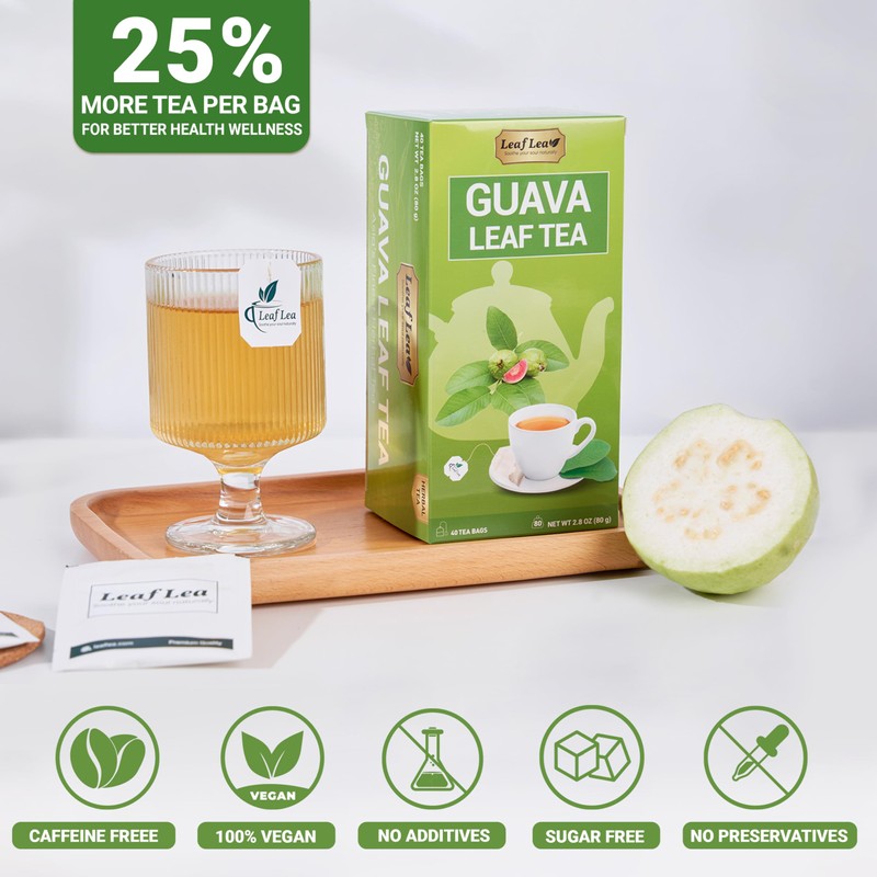 LeafLea 120 Guava Leaf Tea Bags, Premium Natural Herbal Tea,