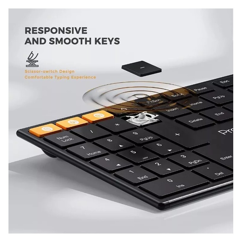 Ultra Left-Handed Wireless Keyboard Bluetooth 2.4G Ultra-Thin Rechargeable Silent NEW!