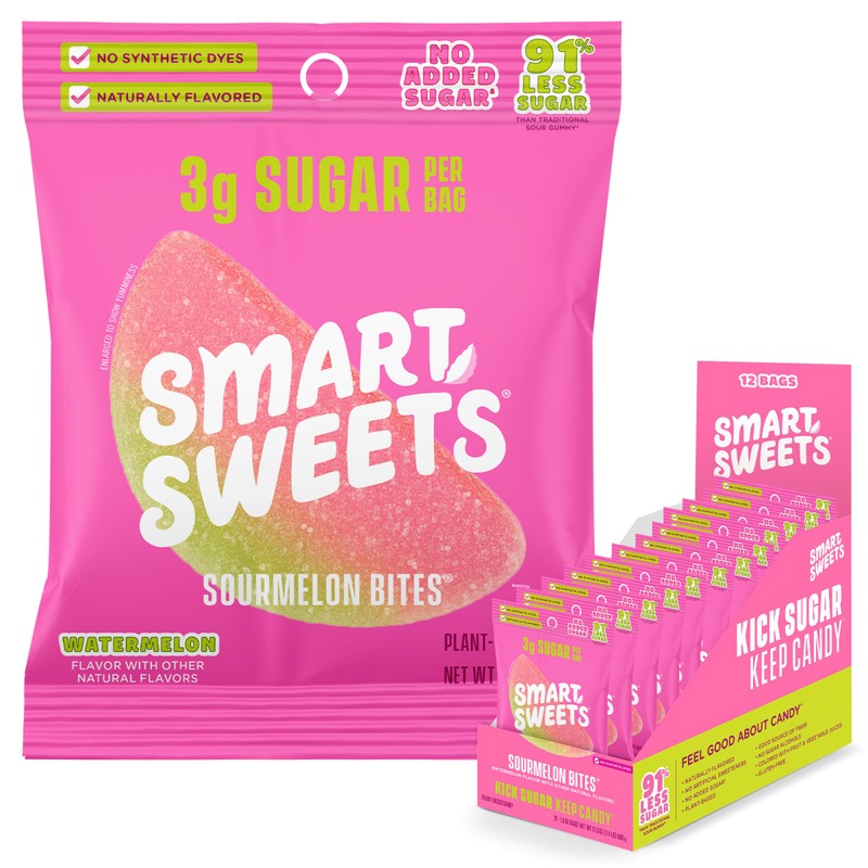 SmartSweets Sourmelon Bites – Gomitas Ácidas de Sandía Bajas en