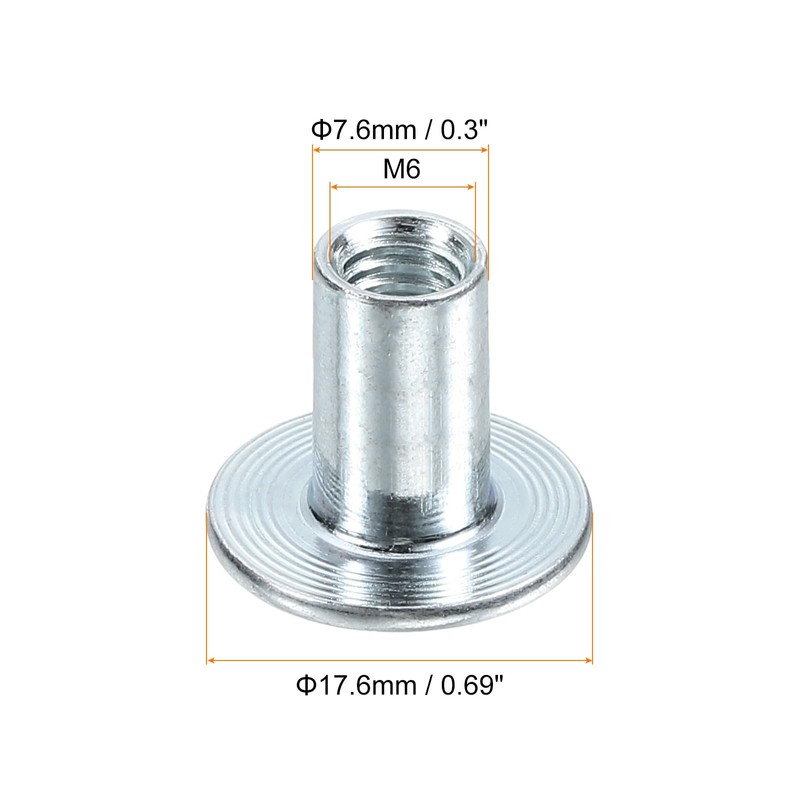 sourcing map M6 T-nuts, 50pcs Carbon Steel Tee Nut Round