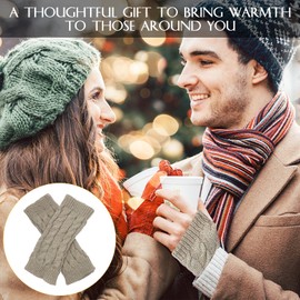 Ruicaifu 4 Pairs Wrist Fingerless Gloves, Knitted Fingerless Gloves Warmer Winter Wrist Warmers Gloves Stretchy Warm Mittens Fingerless for Women Men (4 Colors)