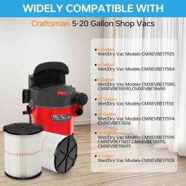 For Craftsman 2 Pack CMXZVBE38754 Filter for Craftsman Shop Vac Wet Dry 5 to 20 Gallon 9-38754