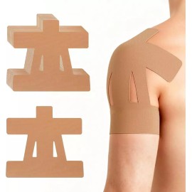 어깨용 프리컷 운동학 테이프 10개 운동 무릎 스포츠용 저자극 라텍스 지원 - 베이지 Shoulder Pre-Cut Kinesiology Tape 10 Pcs Sports Knee Support Low Irritation Latex Beige