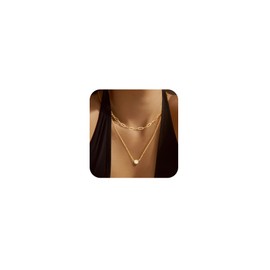 Pancert Layered Gold Necklace for Women 14K Gold Plated CZ Paperclip Choker Necklace Set Simple Jewelry for Women Stack Dainty Diamond Trendy Jewelry Accessories