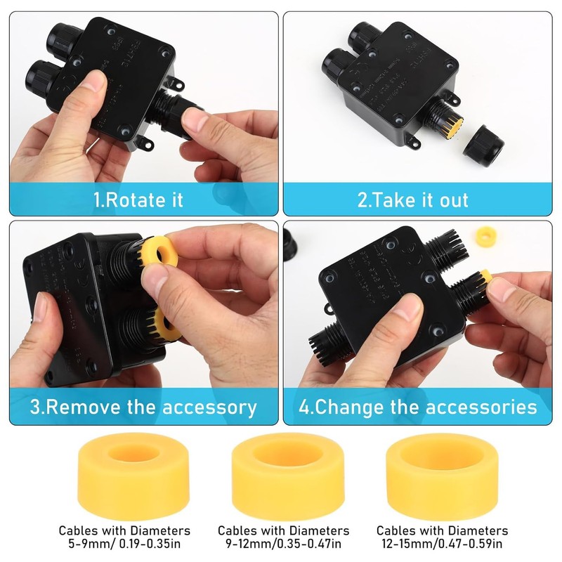 Junction Box Waterproof IP68, Pack of 2 Outdoor Junction Boxes,