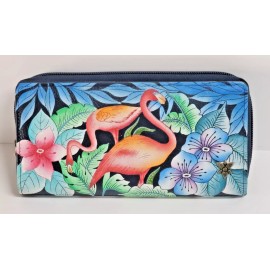 Anuschka Hand-Painted Clutch Wallet with RFID Protection-Fla